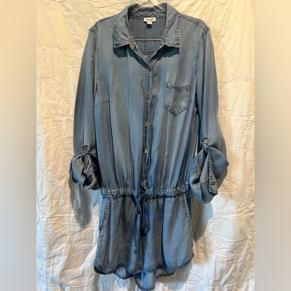Splendid Super Soft Denim Button-Up Romper Sz:Med - Picture 5 of 13